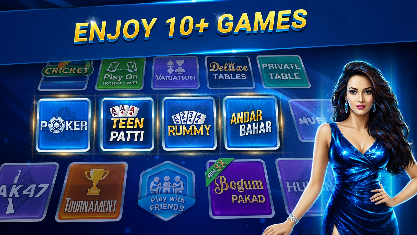 Games Lobby in Teen Patti Blue